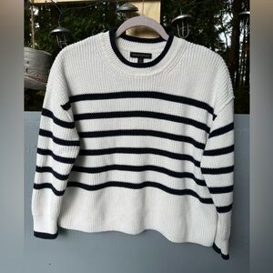 Banana Republic‎ White & Black Striped Cotton Sweater Size XXS